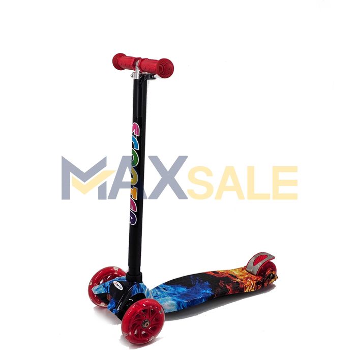 Детска тротинетка 3 светещи колела огън и вода скутер колело триколка