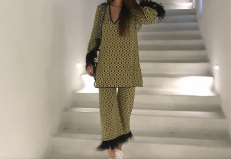 Панталон на Zara плетиво S с естествени щтраусови пера