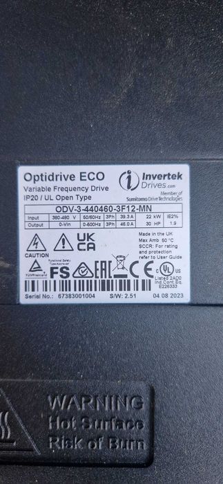 Vand Invertoare/Variatoare de frecventa Invertek Opyidrive ECO--22KW/30HP
