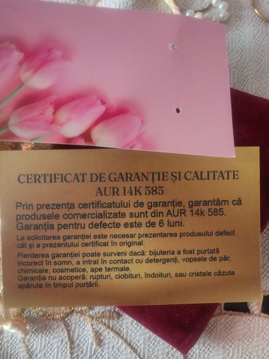 Cercei aur 14 k cu certificat