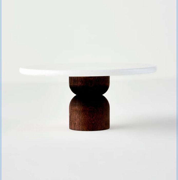 Плато за сервиране от мрамор и дърво / Поставка за маса