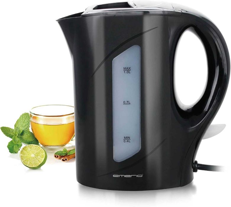 Emerio WK-121616.1 Кана за вода, 1 литър, 900 вата, черен, за пътуванe