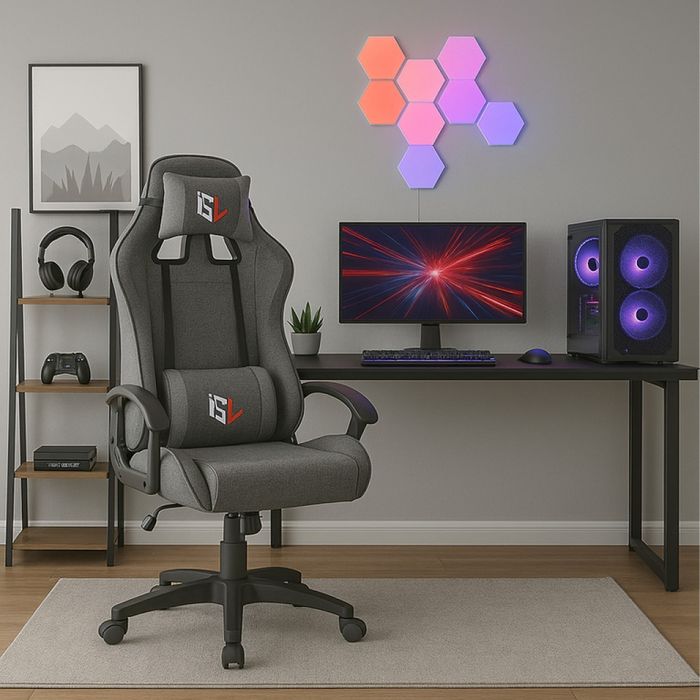 Ергономичен геймърски офис стол с лумбална и шийна опора – комфорт за