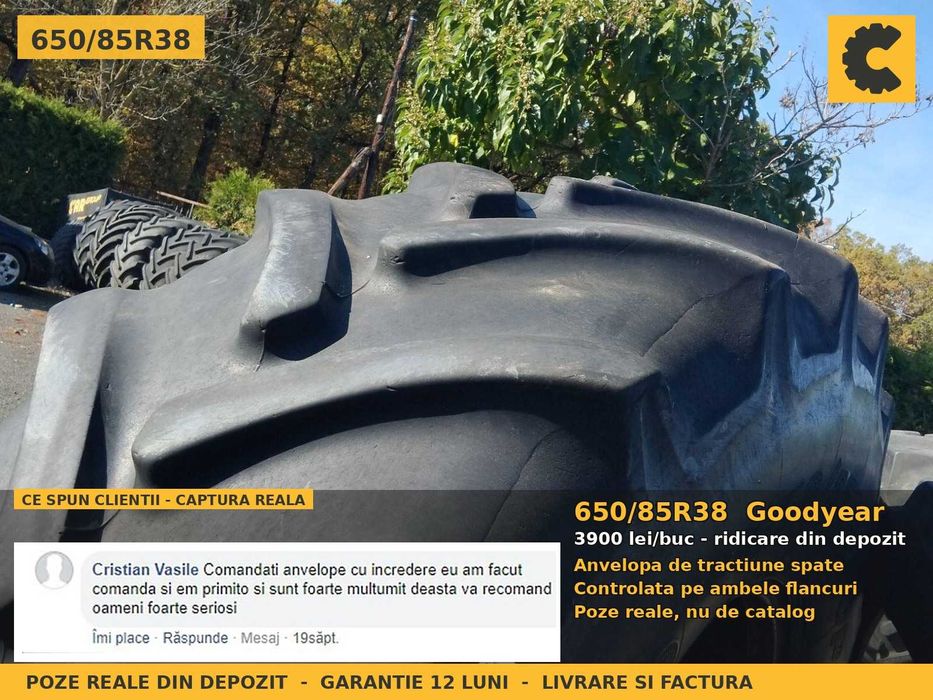 Anvelope Cauciucuri 650/85R38 650/85 R38 650 85 R38 650/85-38 6508538 Goodyear Tractor Punte Spate Tractiune SH Second Hand OFERTA Pret Bun Reducere