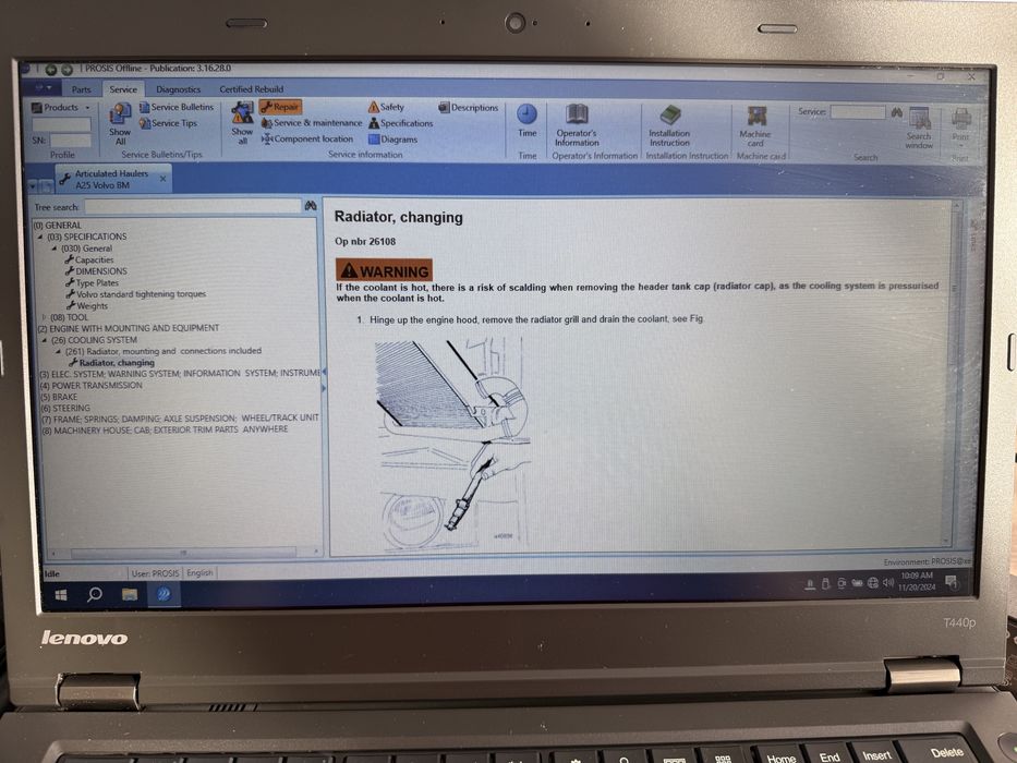 Tester/Diagnoza dedicata Volvo PTT 2.8.202 Romana 2020+Prosis utilaje 2025+impact 2021 instalate in laptop Lenovo L490+Vocom 1