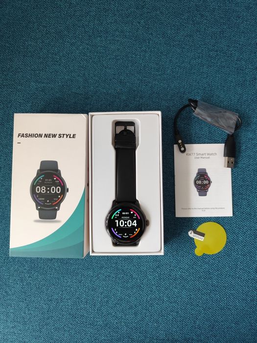 Ceas SmartWatch + Brățară Fitness 2in1 SmartVibe KFIT, 1.3 inch, Black