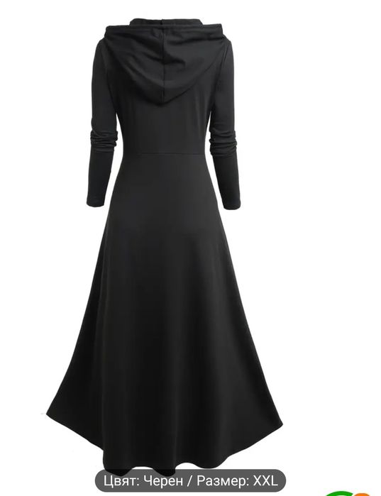 Черен дълъг суичър готик стил