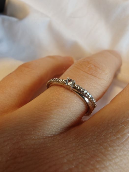 Inel Glamira din argint cu safir alb, nou,masura 50