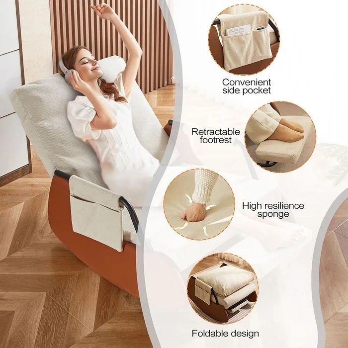 NOU Balansoar relaxare, rabatabil, cream/ maro