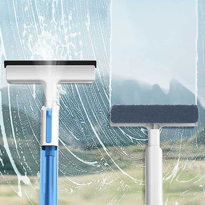 Моп с 2 глави за почистване на прозорци и подове, с включени подложки