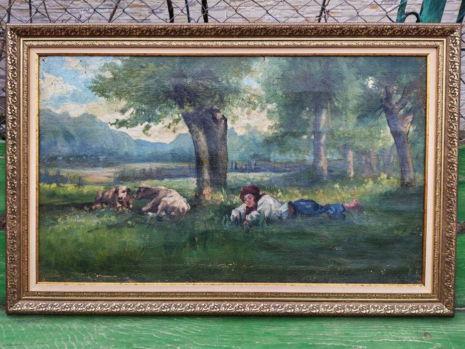 Tablou Sava Henția (1899) – Scenă Pastorală (89x53 cm)