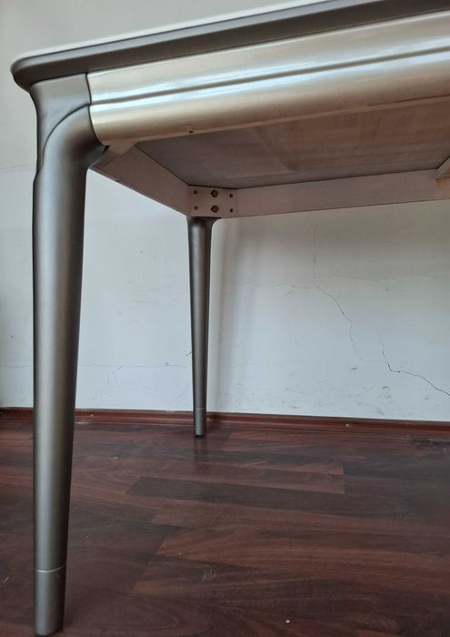 Masa MARMURA Alba insertie gri in valuri 130x80