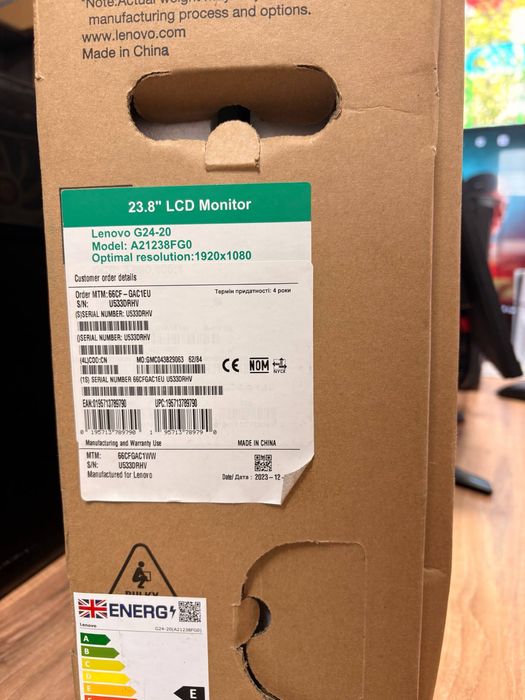 Монитор Lenovo 165Hz FullHD, 24 дюйм