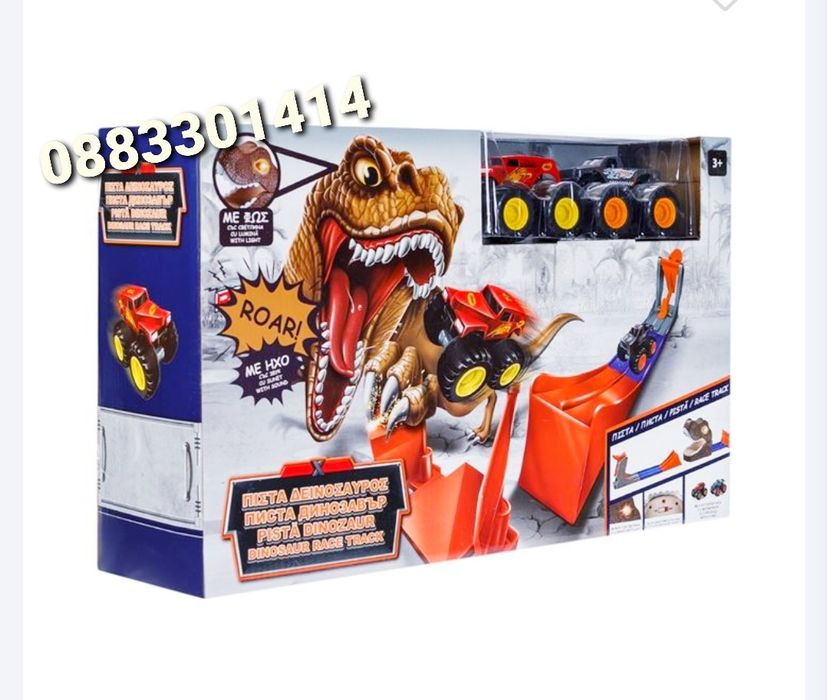Писта Изстрелвач Динозавър с 2 коли, Звук и светлини