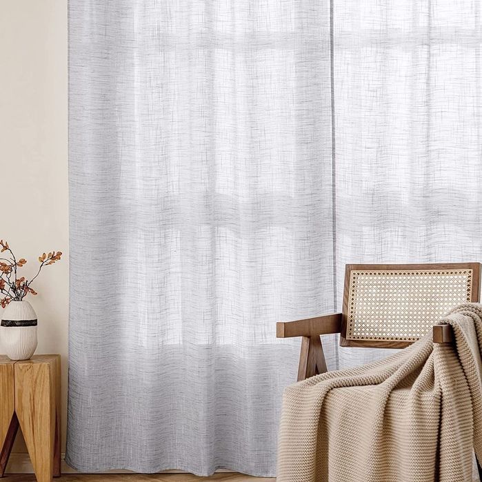 Perdele MIULEE Tip In Gri-Alb 140x260 cm Set 2 Bucăți cu Rejansă