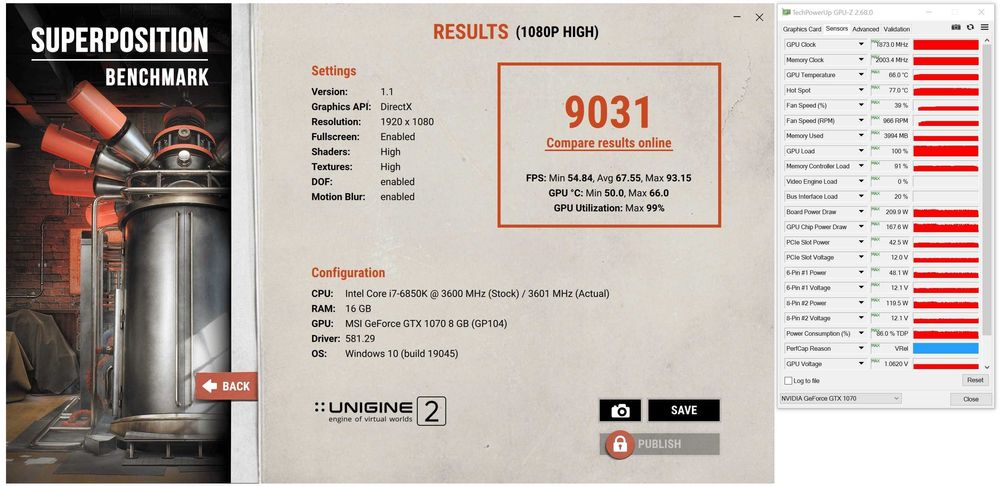 ТОП състояние Видео карта MSI GeForce GTX 1070 GAMING X 8G GDDR5