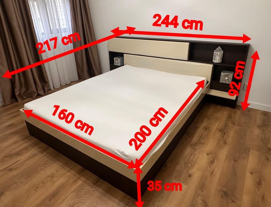 Mobilier dormitor ( pat 160*200 + dulap 220*220*50 )