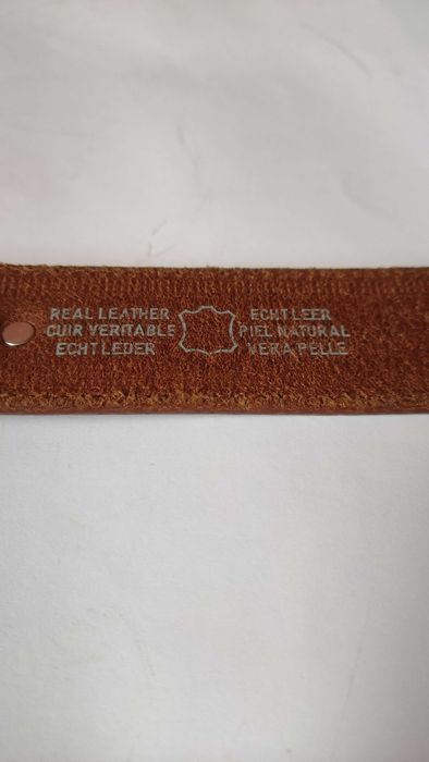 Кафяв колан от дебела естествена кожа с масивна метална тока