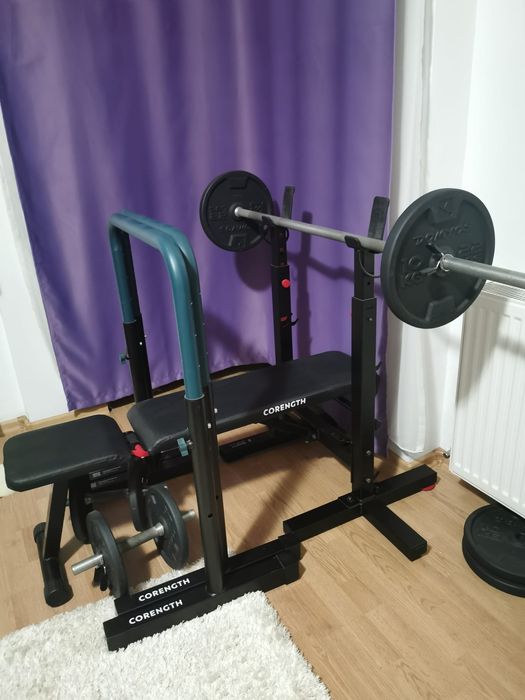 Banca + bara + greutăți 102kg