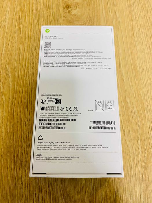 ЧИСТО НОВ ! НЕАКТИВИРАН ! Apple iPhone 17 Pro Max, 512GB, 5G, Blue