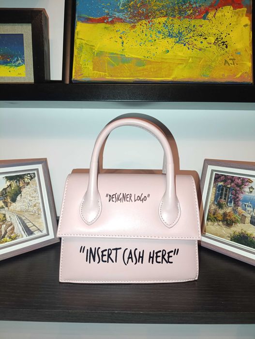 Чанта Розова с дълга дръжка и надпис