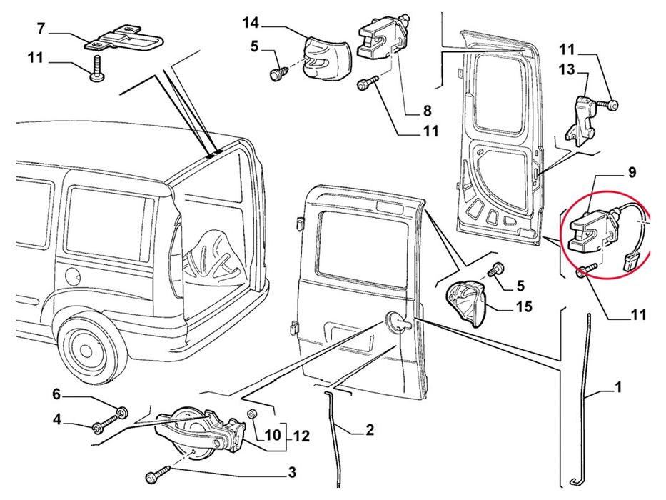 Брава за задна врата за Fiat Doblo 1