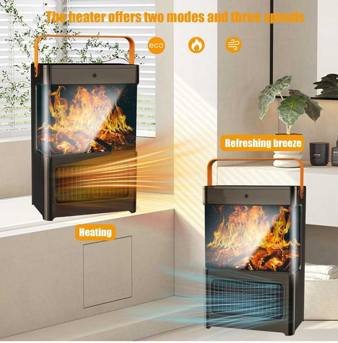 Анимирана камина 3D с керамичен нагревател с вентилатор 2200W Клас А