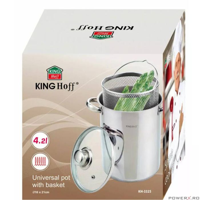 Oala din inox cu cos pentru gatit la abur, pentru sparanghel, legume,