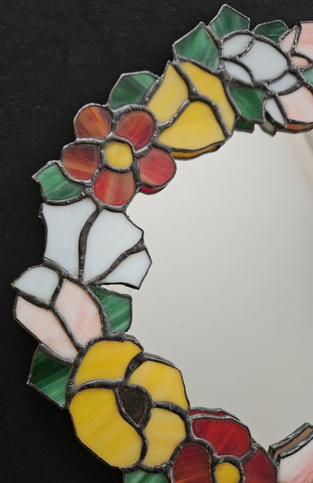 Vitraliu sticla Murano,oglinda cu rama din vitraliu