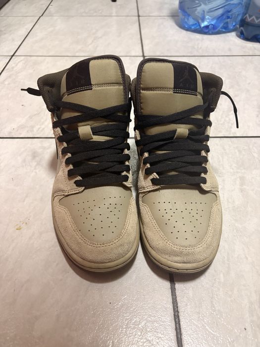 Air Jordan 1 Mid Khaki/Black-Baroque Brown