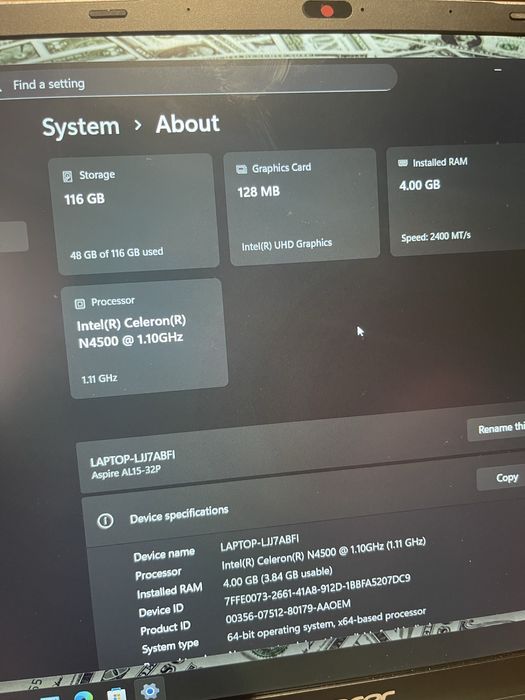 Laptop Acer Aspire Lite 15