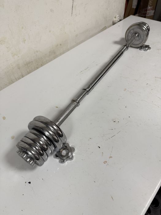 Gantere cu bara de legatura otel crom, pret 350 lei