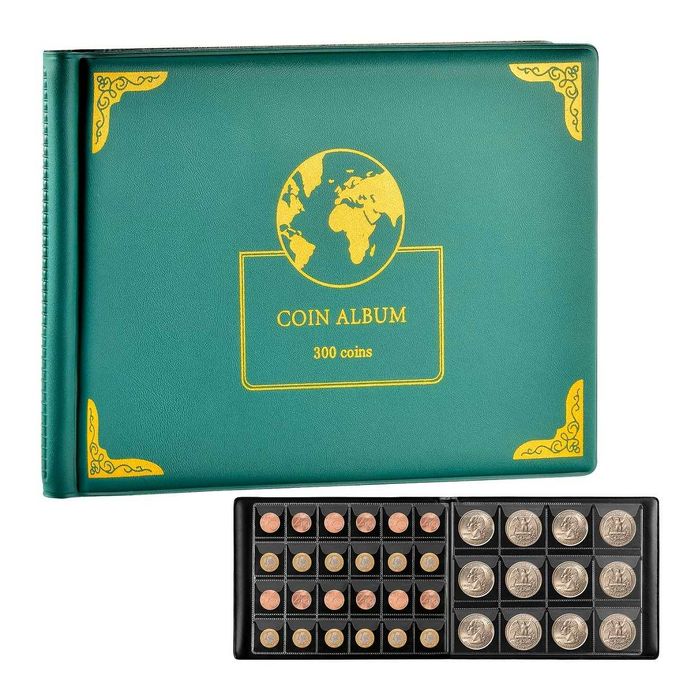 Чисто нов класьор / албум за монети  – 300 джоба (30 мм и 38 мм)