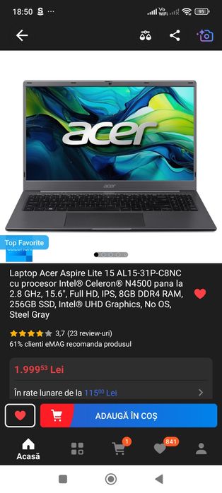 Laptop Acer aspire lite