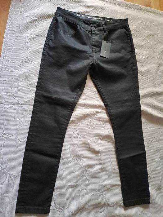 Pantaloni C&A Prenuum  denim ceruit,,efect piele42 si 44,model Balman