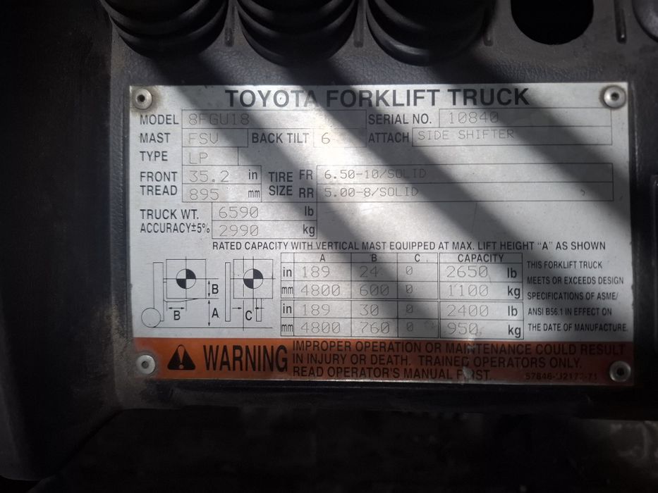 Вилочный погрузчик Toyota (кара)