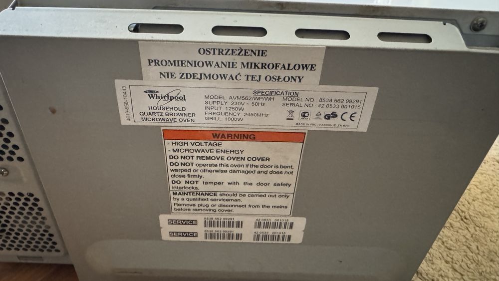 Cuptor cu microunde Whirlpool AVM 562 WP WH – alb, control digital, perfect funcțional