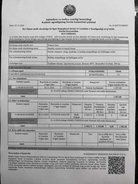 Srochniy Noturar Biznes uchun bino Sotiladi