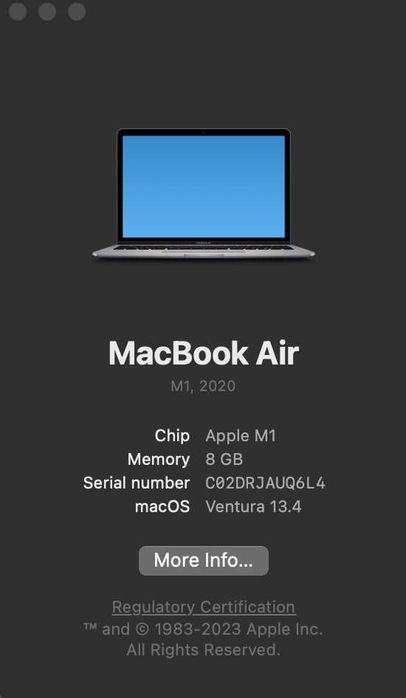 MacBook Air 2020 256GB 8GB RAM