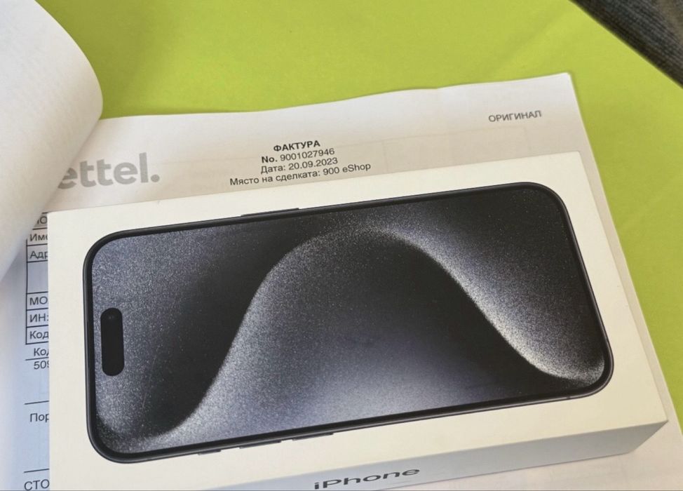 ***КАТО НОВ 256GB iPhone 15 Pro Yettel Гаранция 2026 Titanium Blue