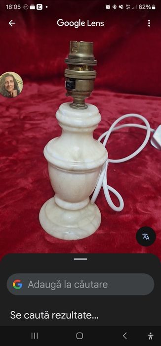 Lampă de masă vintage din alabastru natural, stil clasic