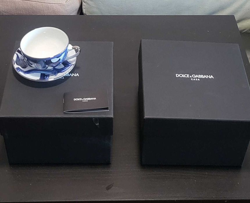 Dolce & Gabbana archive-print porcelain tea set of 2 cups with plates