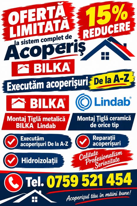 Acoperișuri BILKA Zalau Reparații Acoperișuri Montaj Tabla