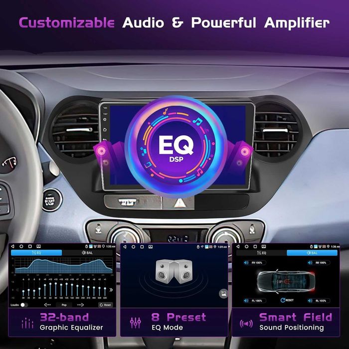 Мултимедия за Hyundai I10 Android Двоен дин Навигация, Hyundai Grand I10 2 DIN плеър Андроид Carplay, 2014, 2015, 2016, 2017 година