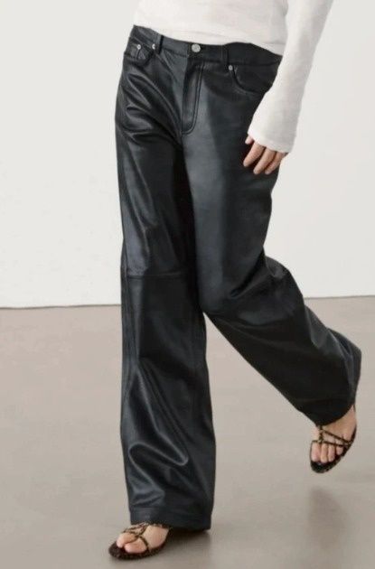 Pantaloni piele Massimo Dutti L