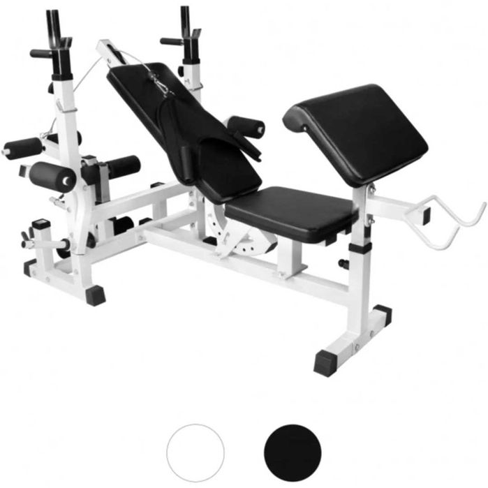 Banca Multifunctionala + Set Greutati 100 KG, ALBA/NEAGRA