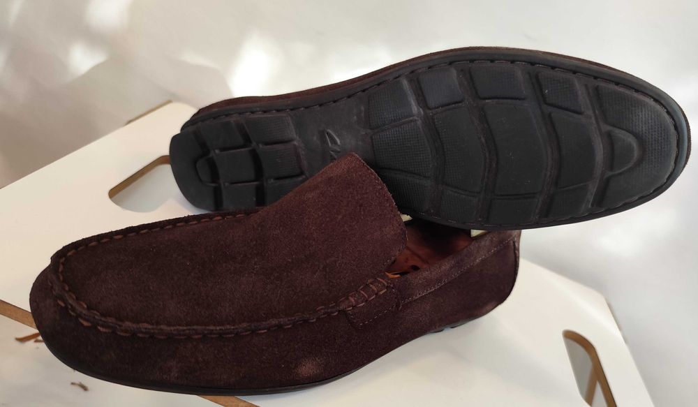 Pantofi mocasini 43 44 slip on Clarks piele naturala moale maro