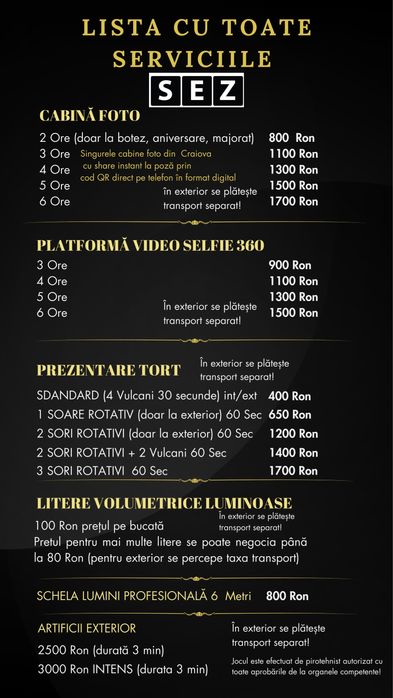 FUM GREU By SEZ CRAIOVA Cabine Foto Artificii Schela Lumini Litere