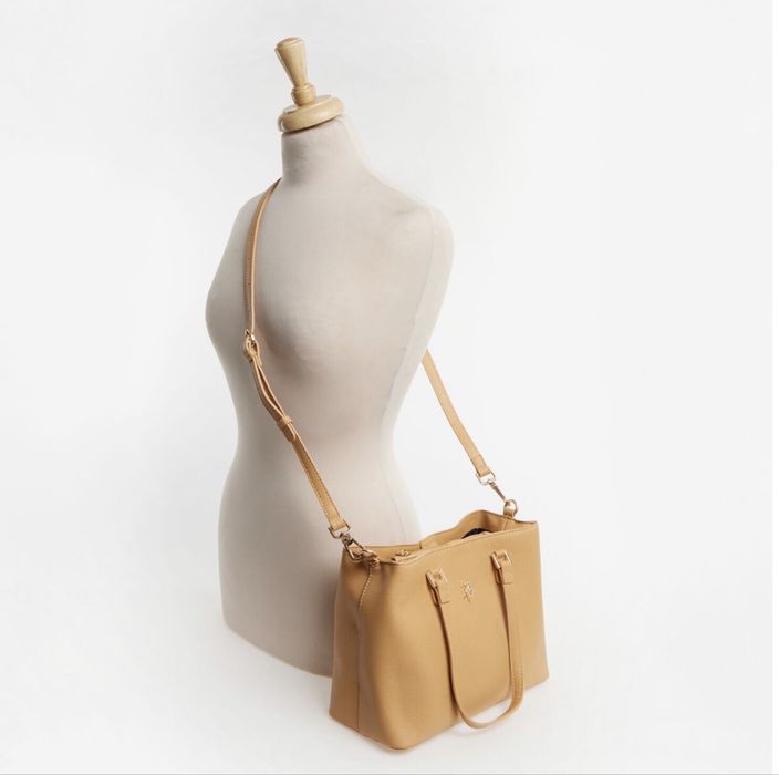 Geanta de umar US Polo Assn. Jones culoare biscuit, bretea detasabila
