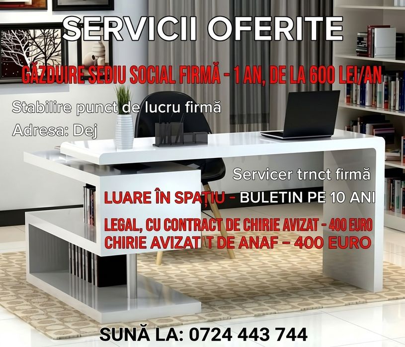 Sediu firma ,luare în spațiu pt bu.l.e.t.in legal cu acte